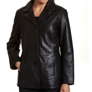 Croft & Barrow Black Leather Coat Large